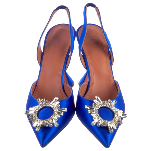 Amina MuaddiBegum Embellished Satin Slingback Pumps